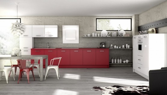 Quelle couleur pour votre cuisine équipée : cuisine blanche ... Rouge Salon décor